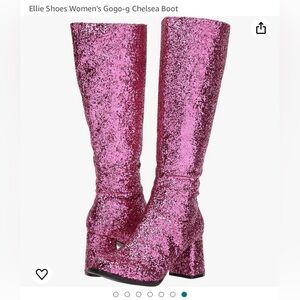 ELLIE SHOES Pink Glitter Gogo Boots